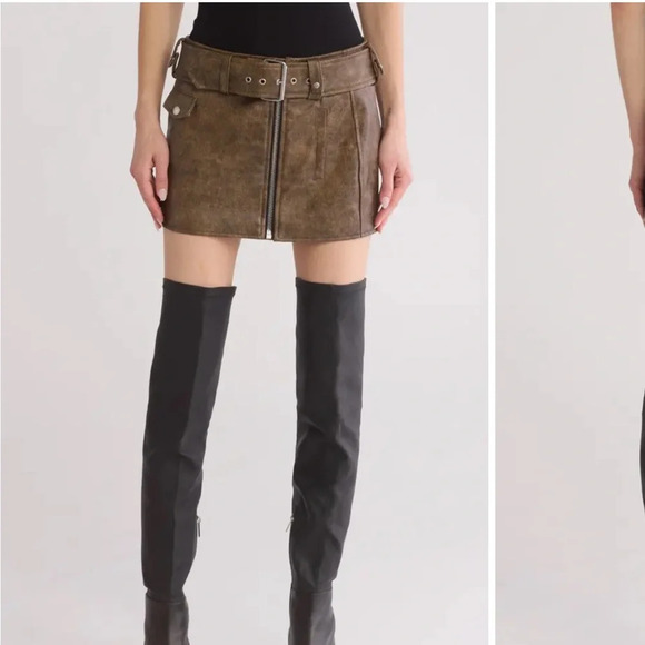 Blank NYC Dresses & Skirts - BlankNYC brown faux lea motto micro mini skirt